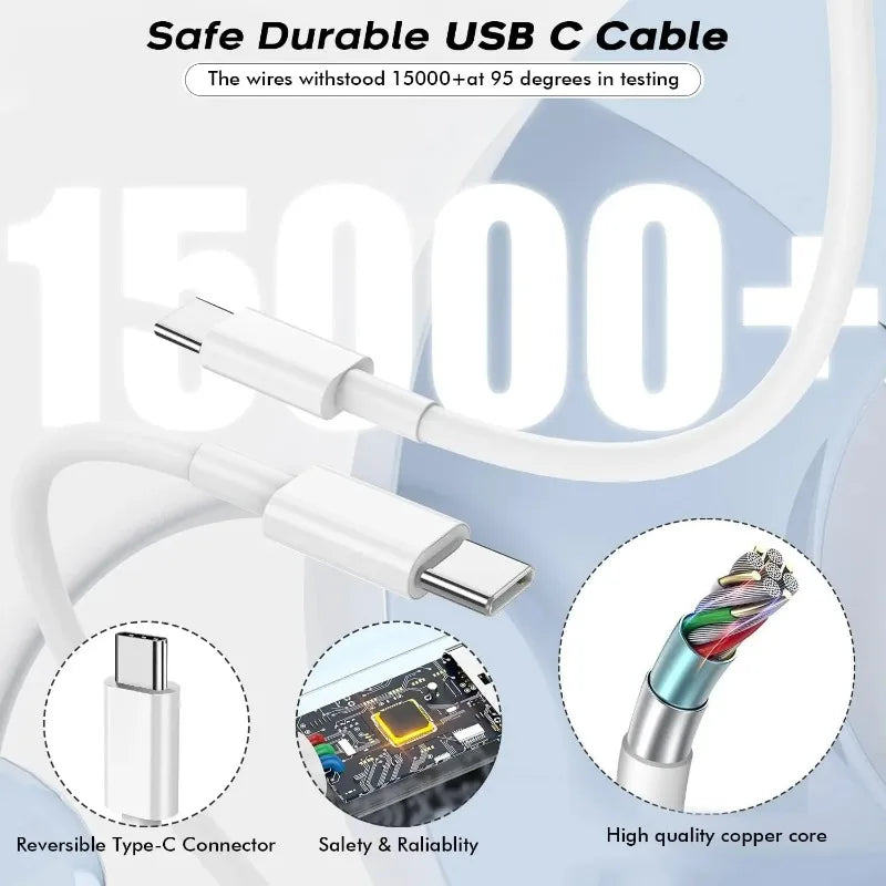 PD 60W USB C to Type C Fast Charging Cable for  iPhone 11 13 14 15 16 Pro Max 12 Mini 6 7 8 Plus XS XR iPad USB A MFi Certified
