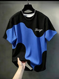 2026 New Summer Men's Short Sleeve T-Shirt Casual Fashion 3D Printed Color Blocking Design Streetwear Outdoor Unisex Clothing
