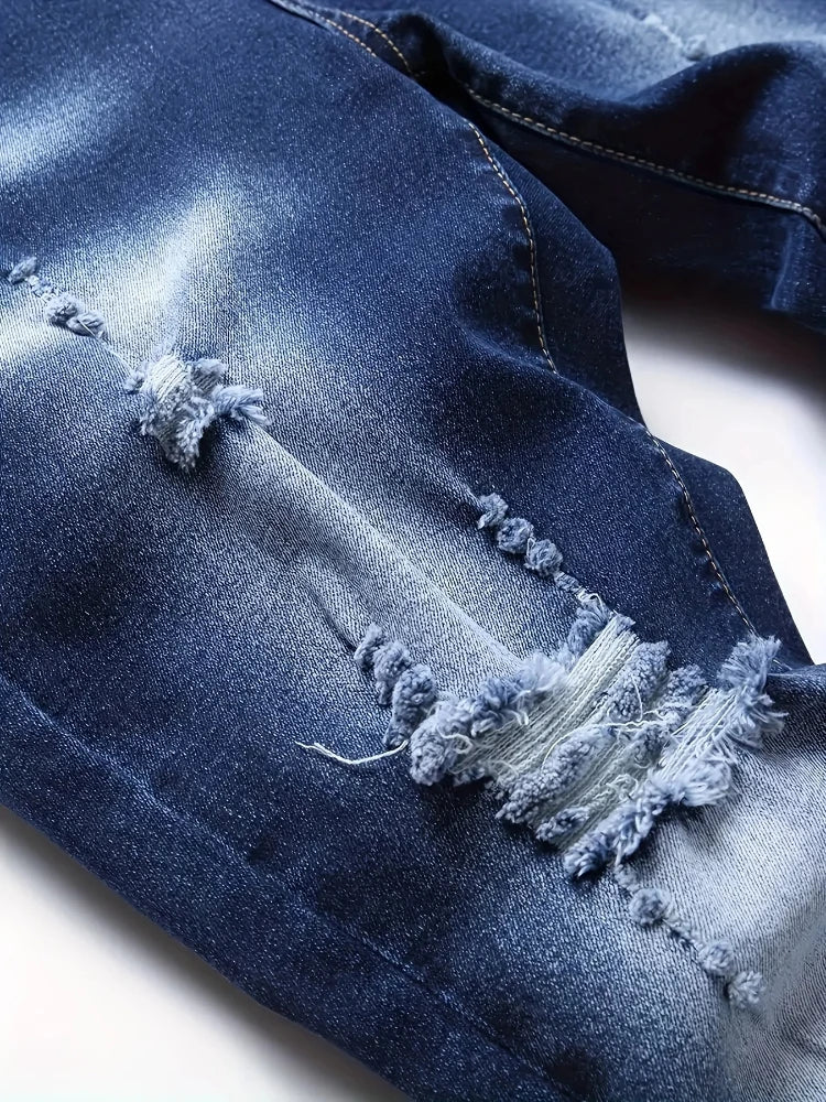 Riding Motorcycle Mens Pants Hip Hop Ripped Skinny Jeans Breathable Casual Fashion Blue Denim Trousers Streetwear Men Clothing