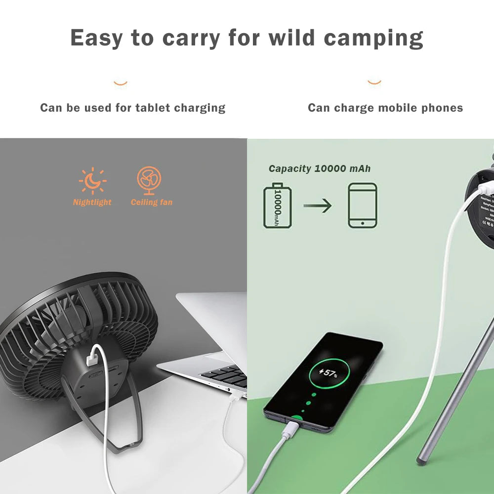 IRALAN Modern Fan light Portable And Adjustable Wireless USB Electric Fan Dual Mode Use For Home Office Travel Outdoor Camping