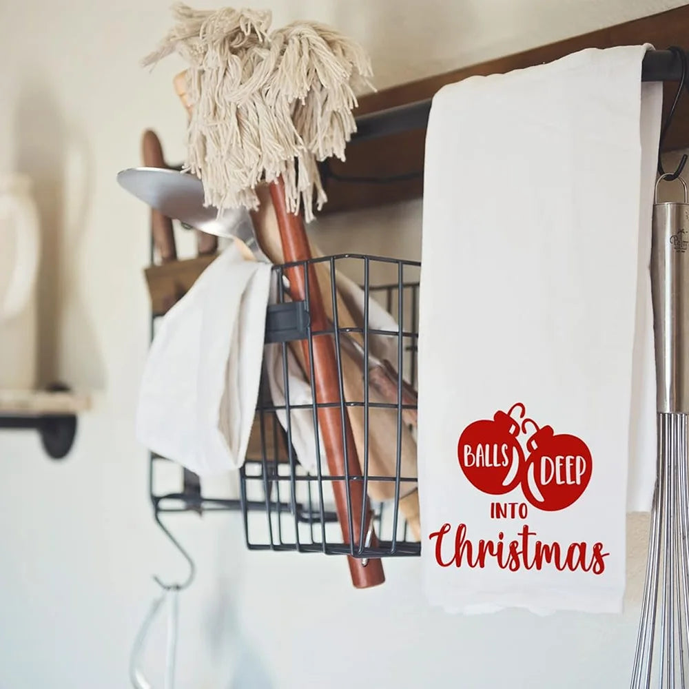 Christmas Kitchen Towel Christmas Dishwashing Hand Towel Seasons Greetings Housewarming Hostess Gift Christmas Winter Home Decor