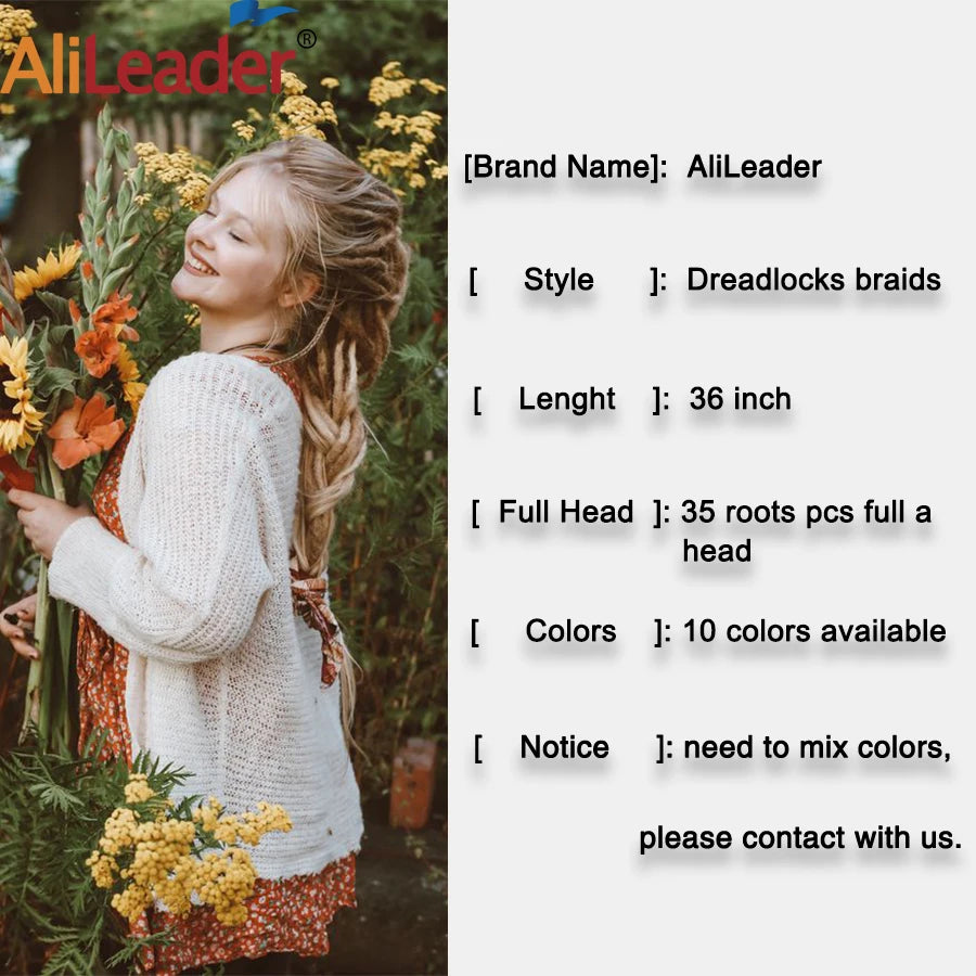 20"36Inch 5Strands Handmade Dreadlocks Extensions Ombre Synthetic Dreads Dreadlocks Twist Braiding Hair Reggae Dreads Braids 