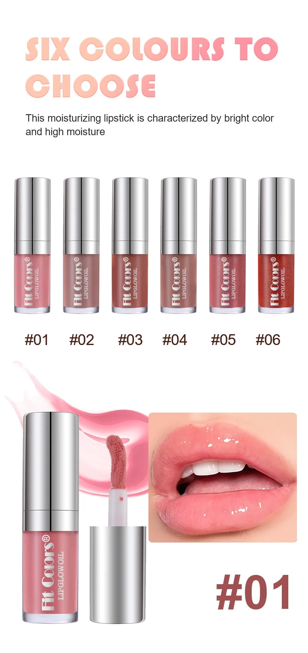 Moisturizing Mirror Effect Lip Gloss Lip Glaze 6 Colors Refreshing Non-Greasy Glossy Long-Lasting Liquid Lipstick Makeup