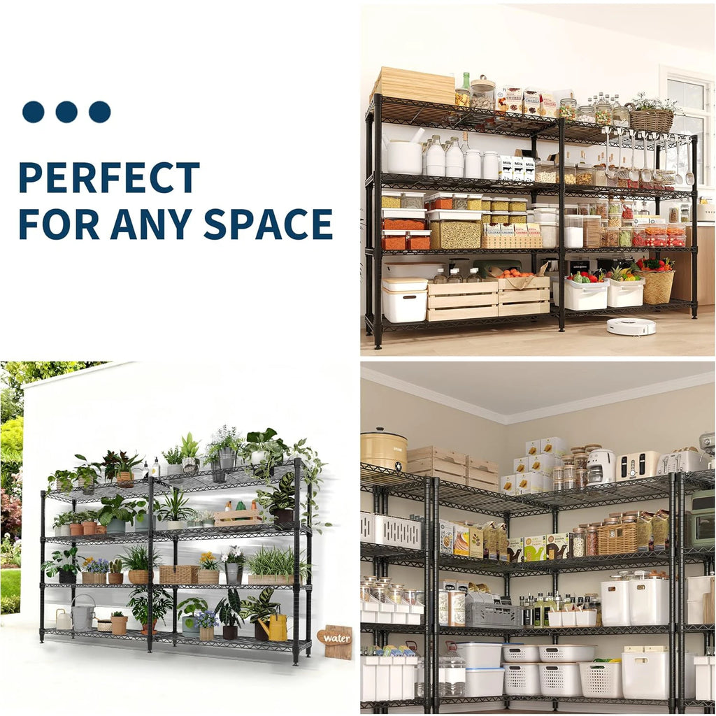 Heavy Duty Storage Shelves 4/5 Tiers Metal Shelving Unit Adjustable Organization Pantry Shelves for Kitchen Garage Commercial