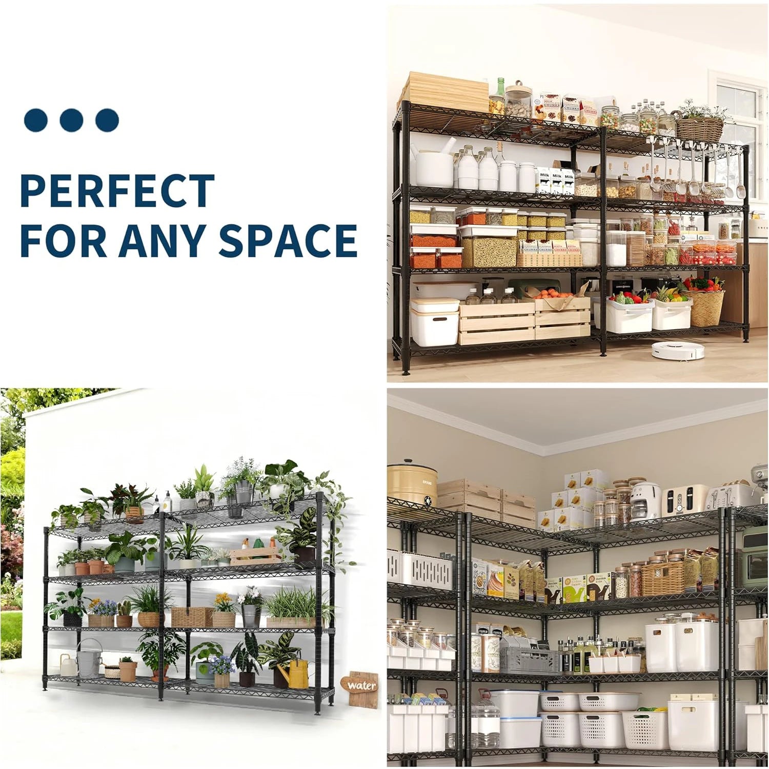 Heavy Duty Storage Shelves 4/5 Tiers Metal Shelving Unit Adjustable Organization Pantry Shelves for Kitchen Garage Commercial