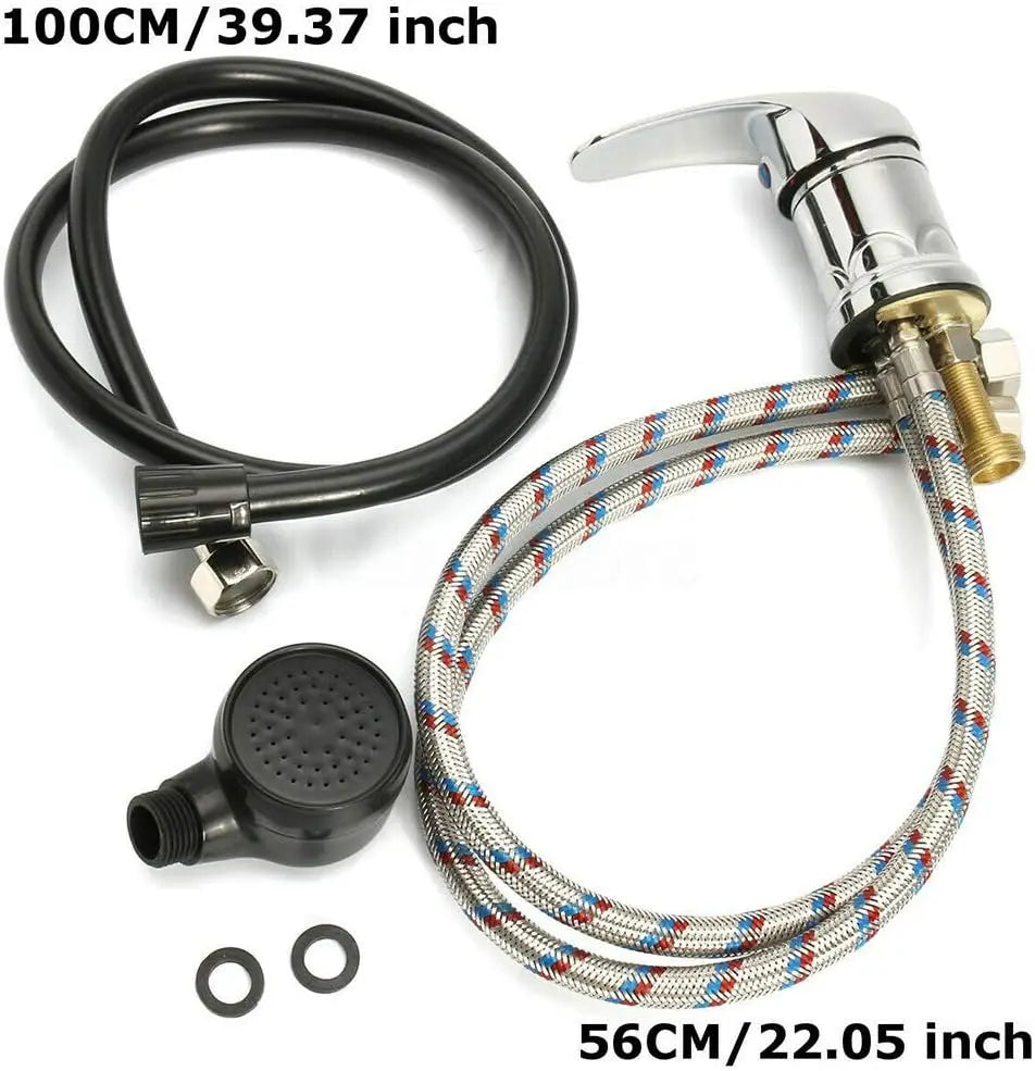 Water Faucet Set, Zinc Alloy Salon Shampoo Bowl Faucet and Sprayer Kit with Spray Hose, Home Durable Salon Spa Hot Cold Mixer Shower Shampoo Bowl Replacement Part Set