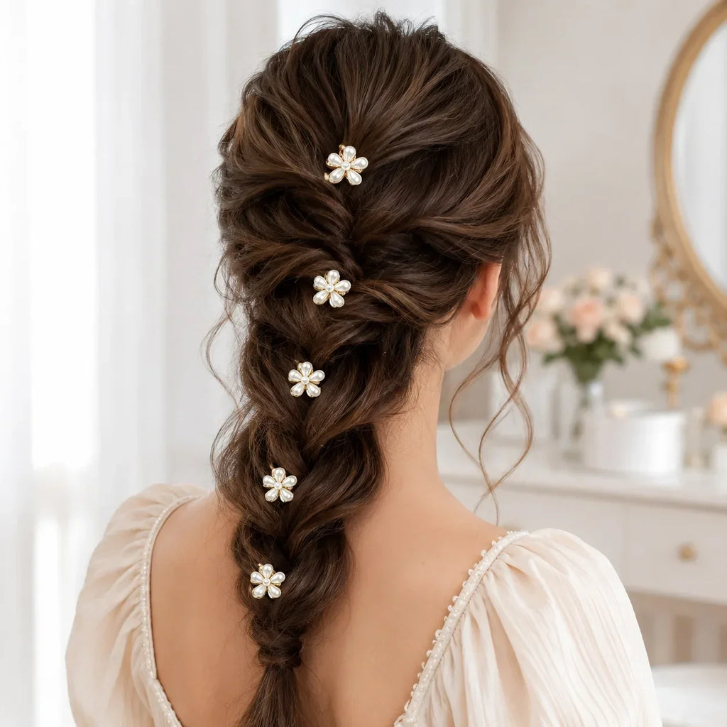 6/10PCS Cute Mini Flower Hair Claw Clips Colorful Opal Hairpins Sweet Small Hair Accessories for Girls Fashion Hair Accessories