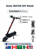 Electric Scooter Adult Dual/Single Motor Up to 5600W 48V-60V Long Range Battery All-Terrain/ OffroaTires 10INCH Tire