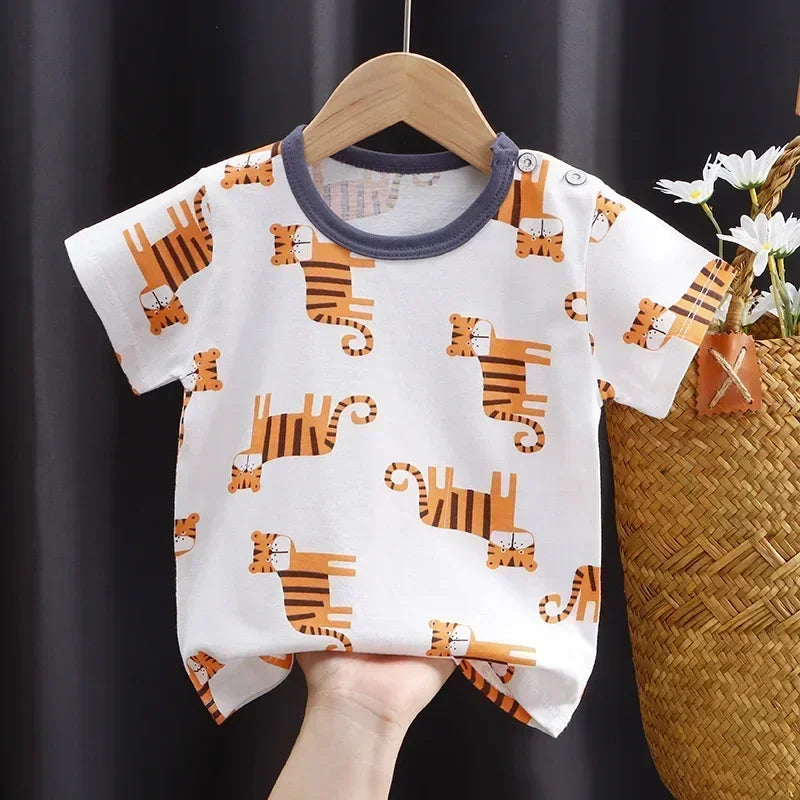 Baby Summer T-shirts Kids Toddler Children's Clothing Cartoon Print Cotton Tee Tops Boys and Girls Clothes