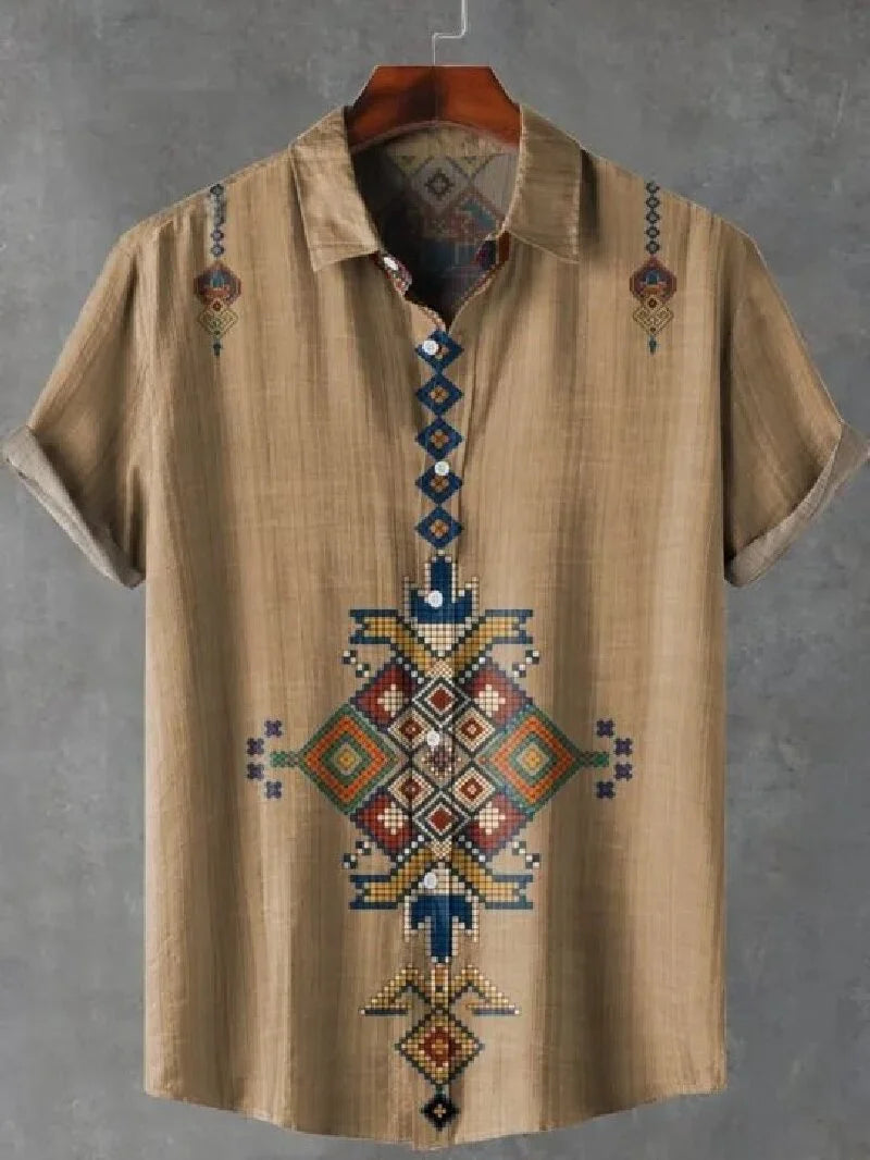 Men's Fashionable Casual Shirt Short Sleeved 3D Printed Pattern Clothing Shirt Linen Camisa Hawaiana Hombre Cosas Baratas
