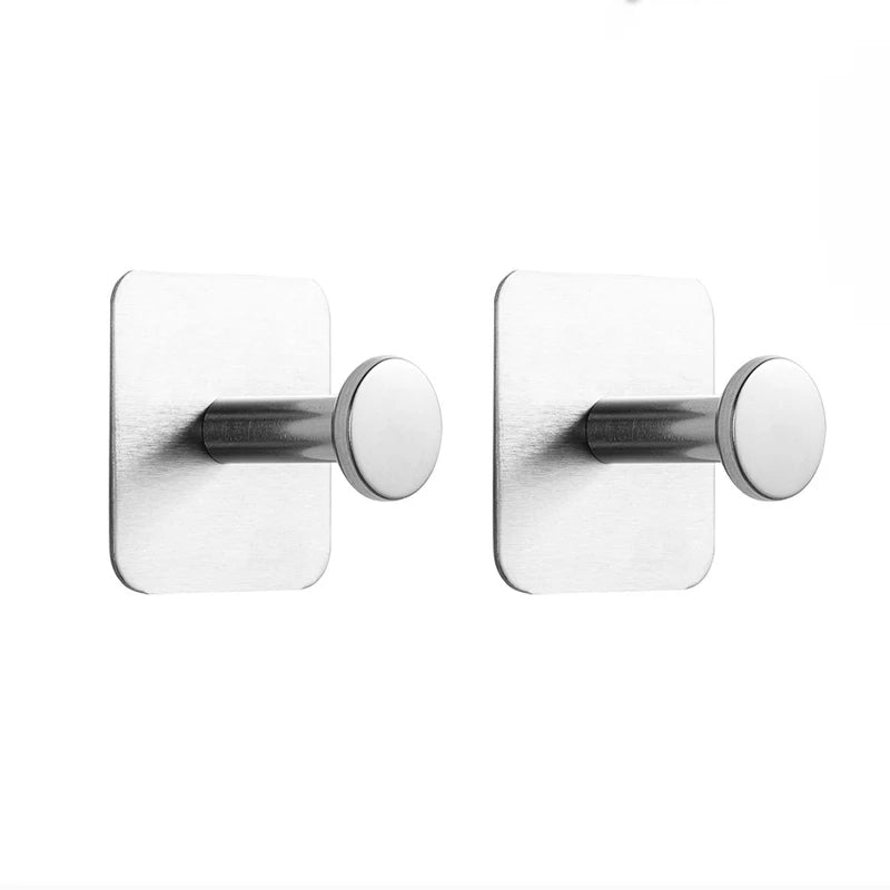 1/4pc Stainless Steel Wall Hooks Adhesive Door Key Clothes Coat Hanger Bathroom Robe Towel Hanging Holder Kitchen Organizer Hook