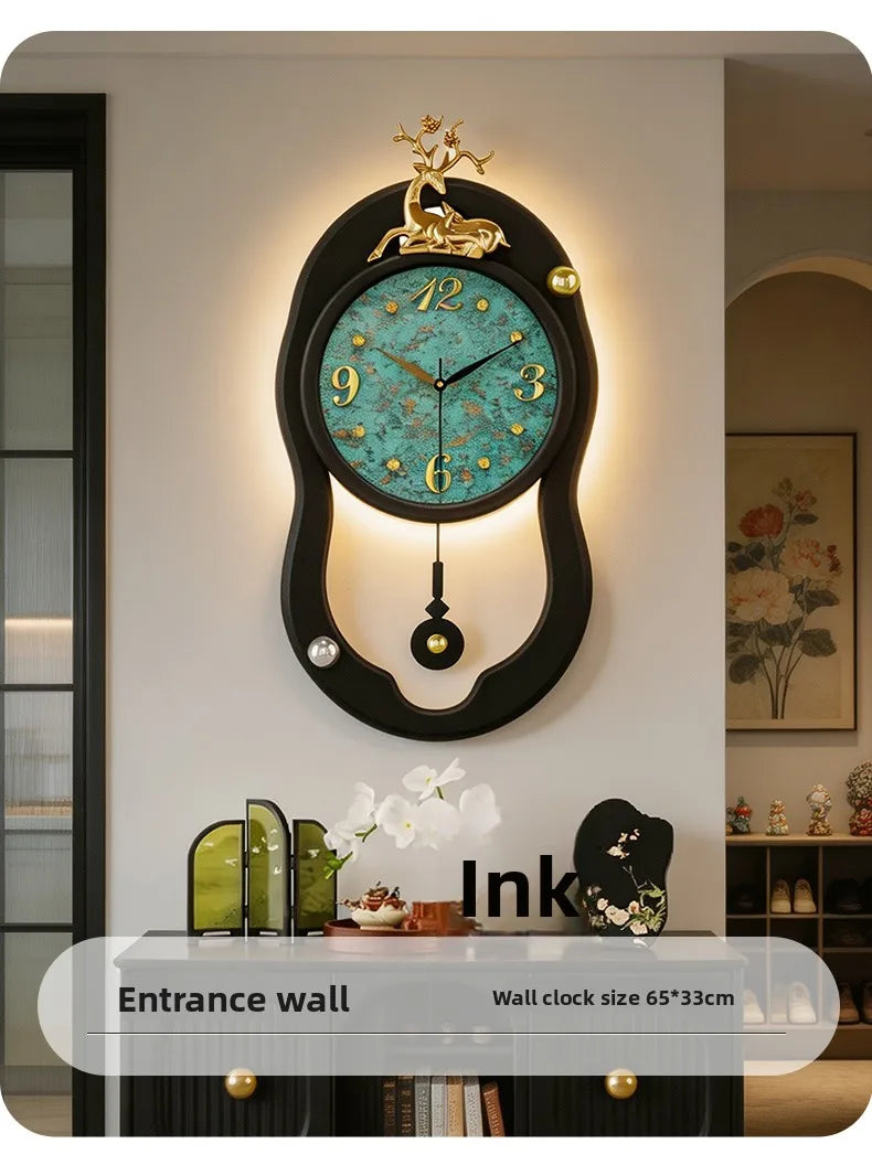 Retro French LED Wall Clock Watch Living Room Mute Pendulum Clock Elegant Taste Family Gift Art Decor Quartz Clock Home Decor