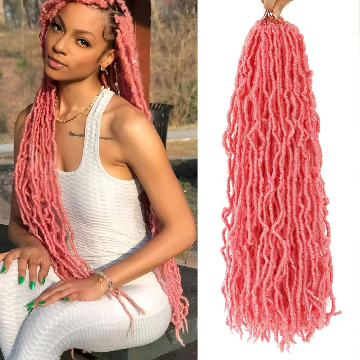 8Pcs Heat Resistant Dreadlock Crochet Hair Faux Locs 24 Inch Synthetic Extensions Black Soft Locs for Halloween and Christmas