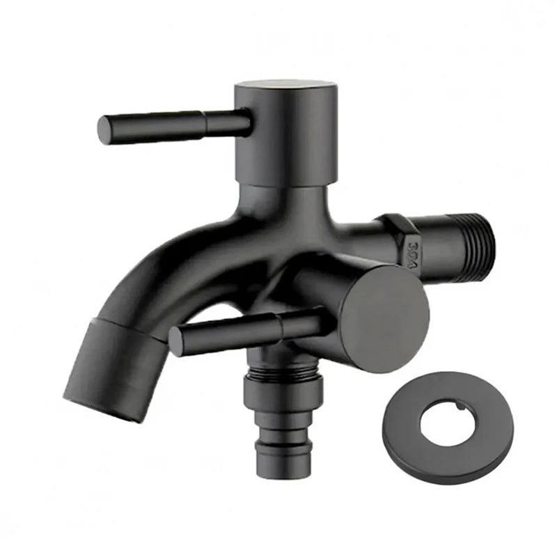 1Pc Multifunctional One Into Two Out Faucet - 304 Stainless Steel Double-outlet, Washing Machine Garden Sink Pool Outdoor Tap