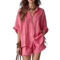Fashion Loose Print 2 Piece Sets Women Outfit 2026 Casual Short Sleeve Shirt With High Waist Shorts Set Female Homewear