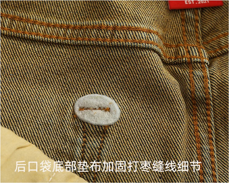 2025 Spring and Autumn New American Retro Heavyweight Denim Jeans Men's High Street 94.2% Cotton Washed Straight Casual Pants