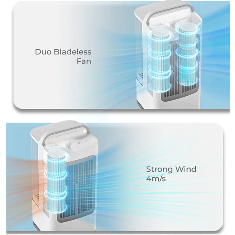 1.7L 3-IN-1 Mini Portable Air Cooler with Intelligent Touch Control 120 Degree Swing Air Conditioner 3-Speed Household Desk