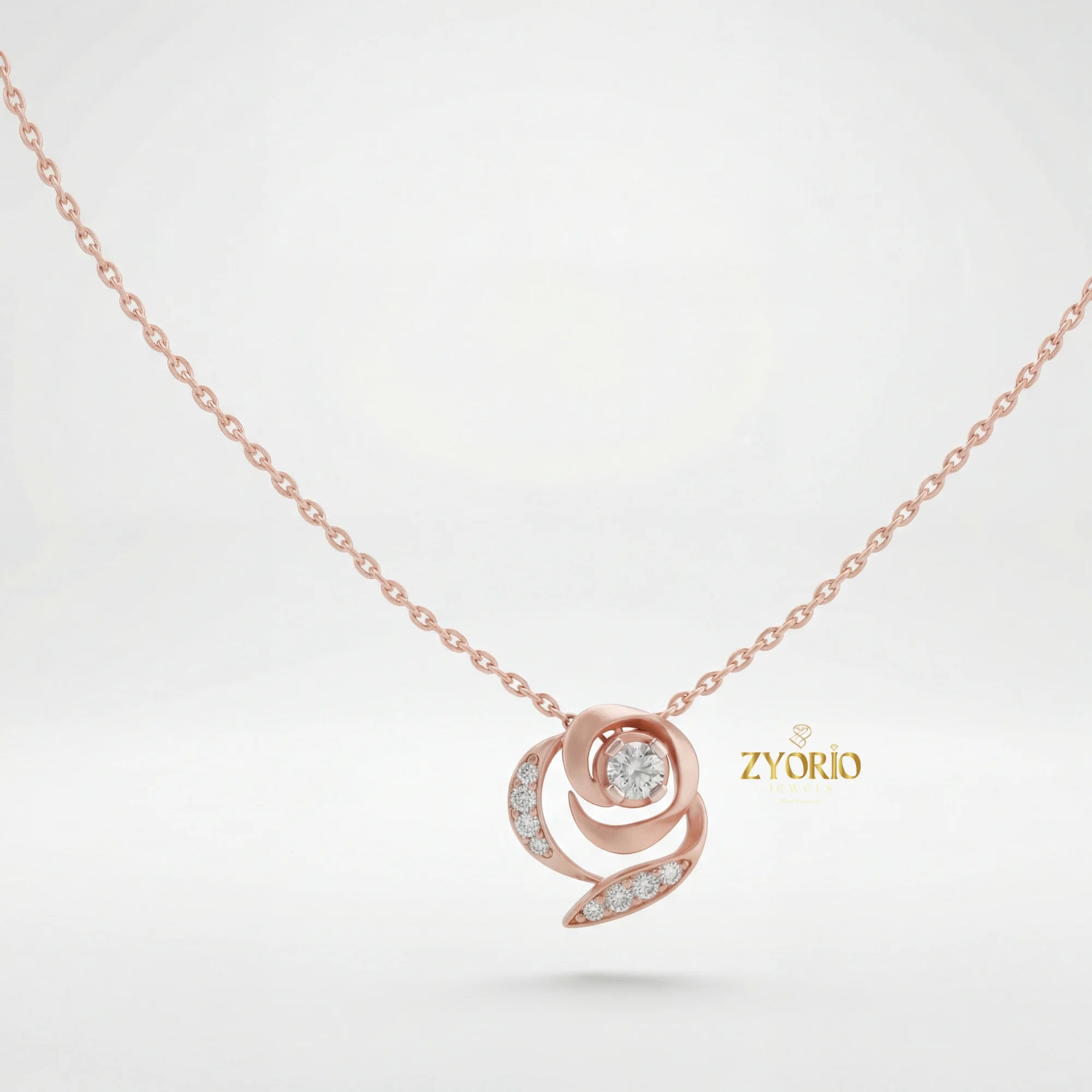 Silver Rose Gold Plated Diamond Pendant Necklace Luxury Engagement Wedding Party Jewelry Sparkling Diamond Women
