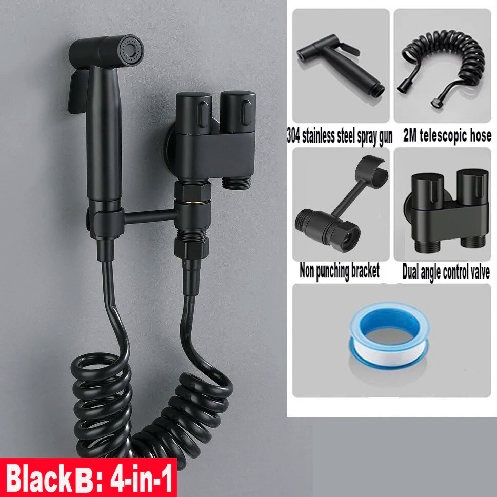 Handheld Toilet Bidet Faucet Sprayer Stainless Steel Bathroom Bidet Spraye Set Hand Sprayer Shower Head Self Cleaning No Punch