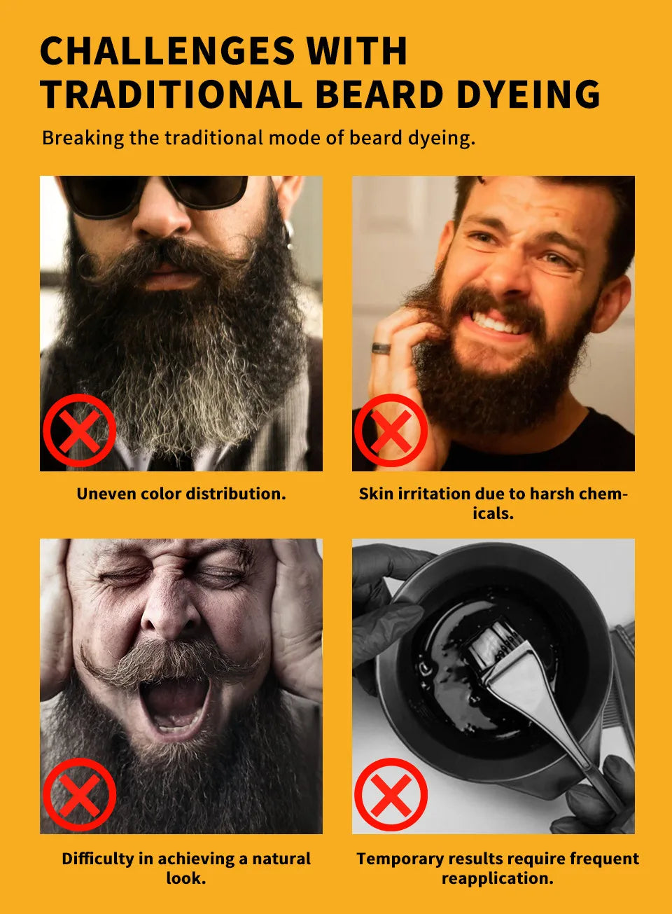 2024 Herbal Extract Black Beard Cream With Comb Rosemary Fast Black Beard Dye Shampoo Instant Hair Dye Cream Beard Care for Men