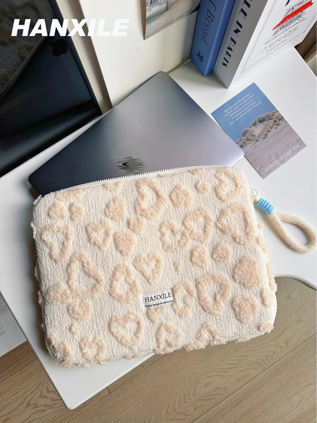 Plush Love Heart Laptop Bag iPad Tablet Bag 11/13/ 15inch Laptop Storage Bag