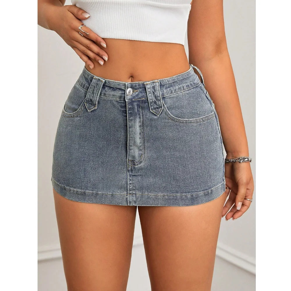 Women Summer Denim Skirts High Waist Slim Retro Bodycon Mini Jean Skirt