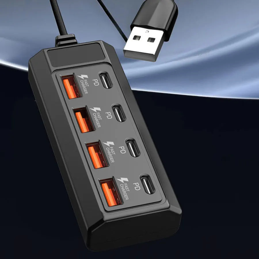 25W 8-in-1 USB Fast Charging Electrical Socket Type C Power Strip Charger Docking Station Power Outlet Adapter For Home Office