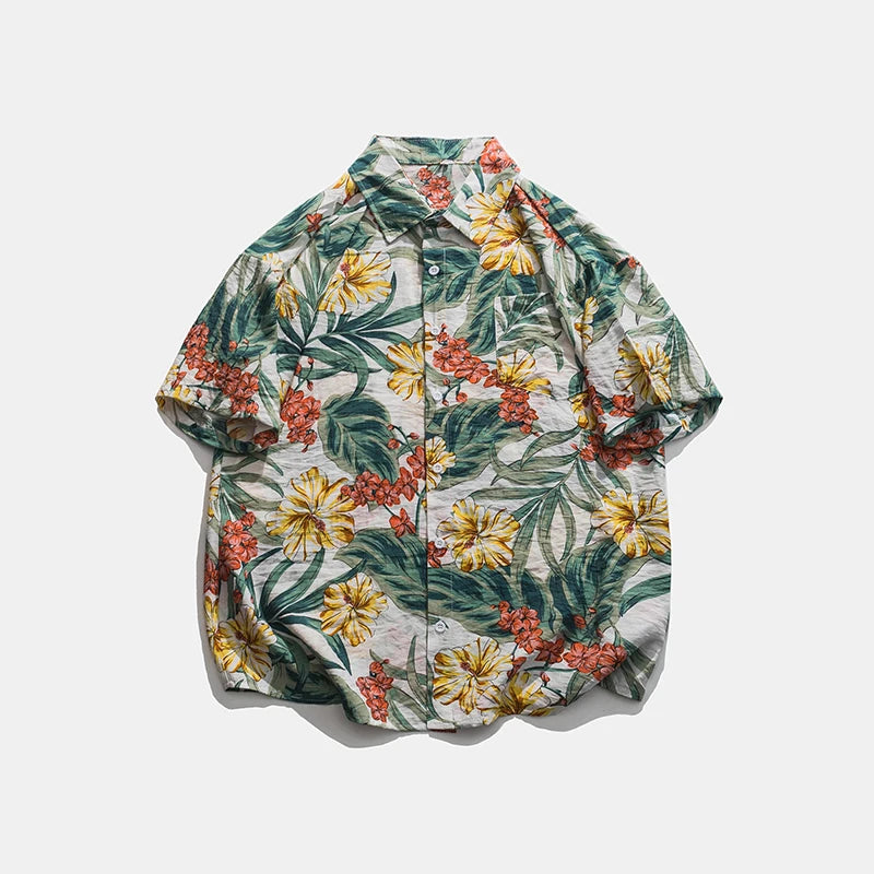 Legible Summer Casual Short Sleeve Shirts Men Floral Shirts Male Flower Loose Hawaiian Shirts Man
