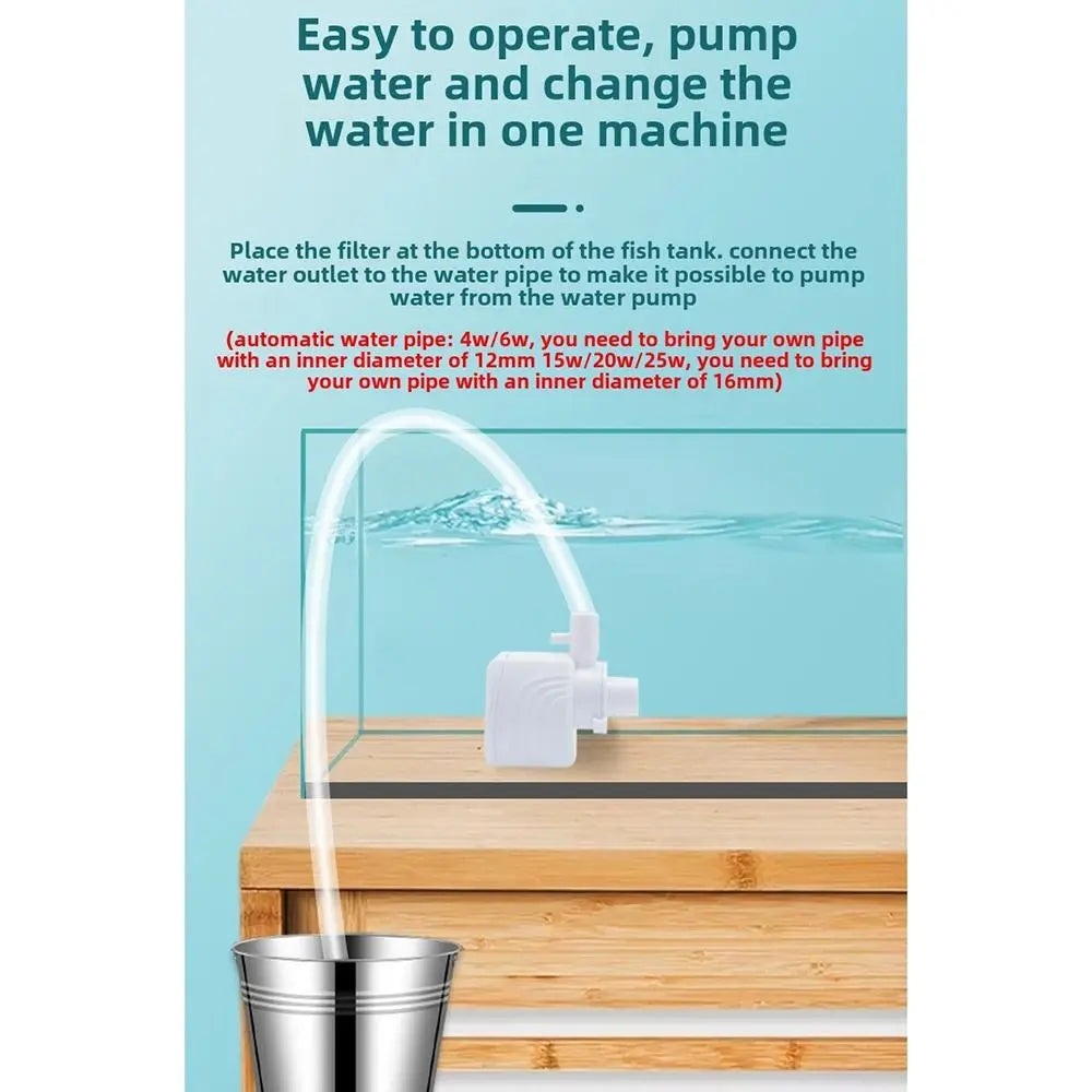 1Pcs Durable Submersible Silent Aquarium Filter Pump 3 in 1 4/6/15/20/25/35W Air Oxygen Aerator Water Change 220V Wave Maker