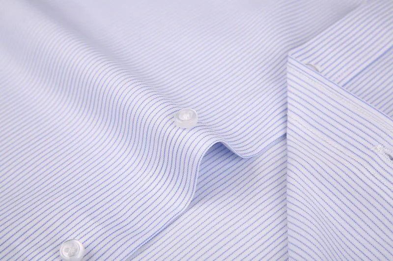 High Quality 100% Cotton Men Dress Long Sleeve Shirt New Solid Male Plus Size Regular Fit Stripe Business Shirt White Blue 8XL