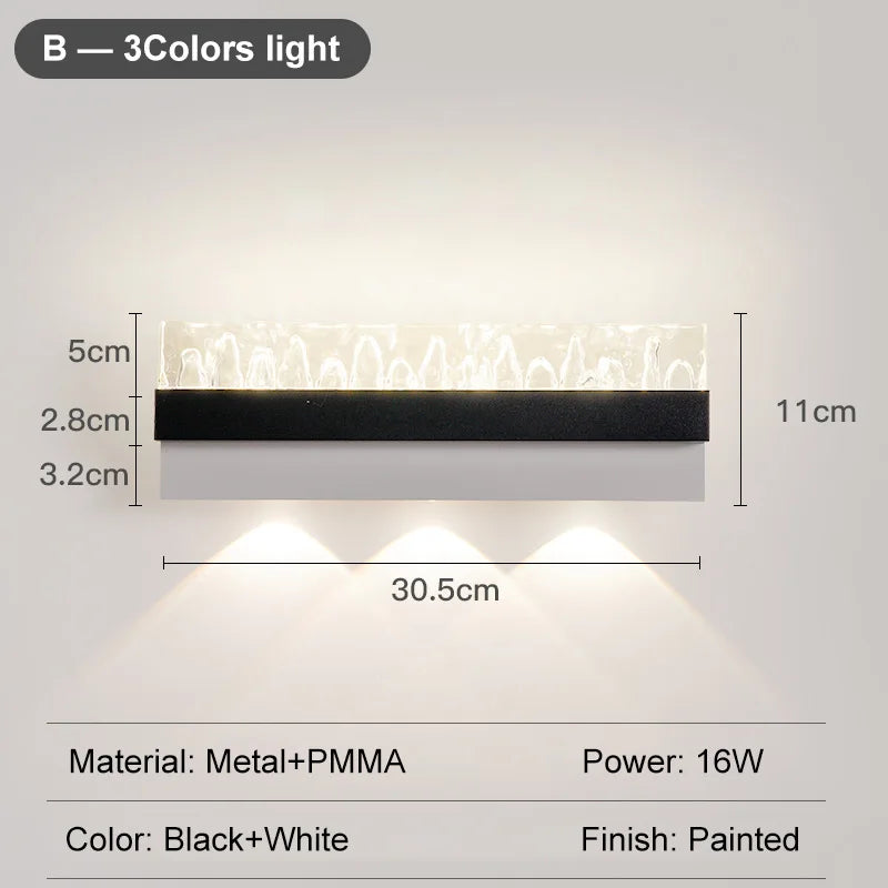 16W Creative Acrylic Textured Led Wall Light Bedroom Living room Aisle Light Long Strip New Design Art Decorative Ambient Light