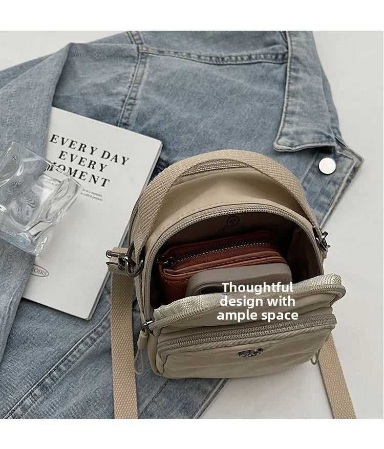 Casual Oxford Fabric Mobile Phone Bag Women's Crossbody Bag Lightweight Trendy Single Shoulder Canvas Bag for Walking