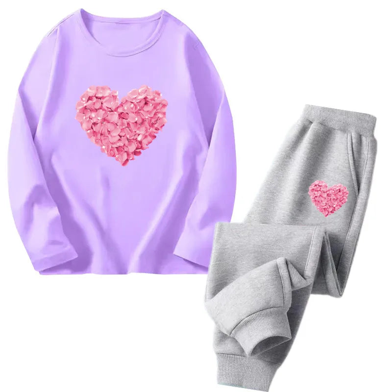 Spring Autumn Toddler Girls Fashion Set Kawaii Print Long Sleeve T-Shirt And Pants Two-Piece Casual Clothing Outfit for Girls