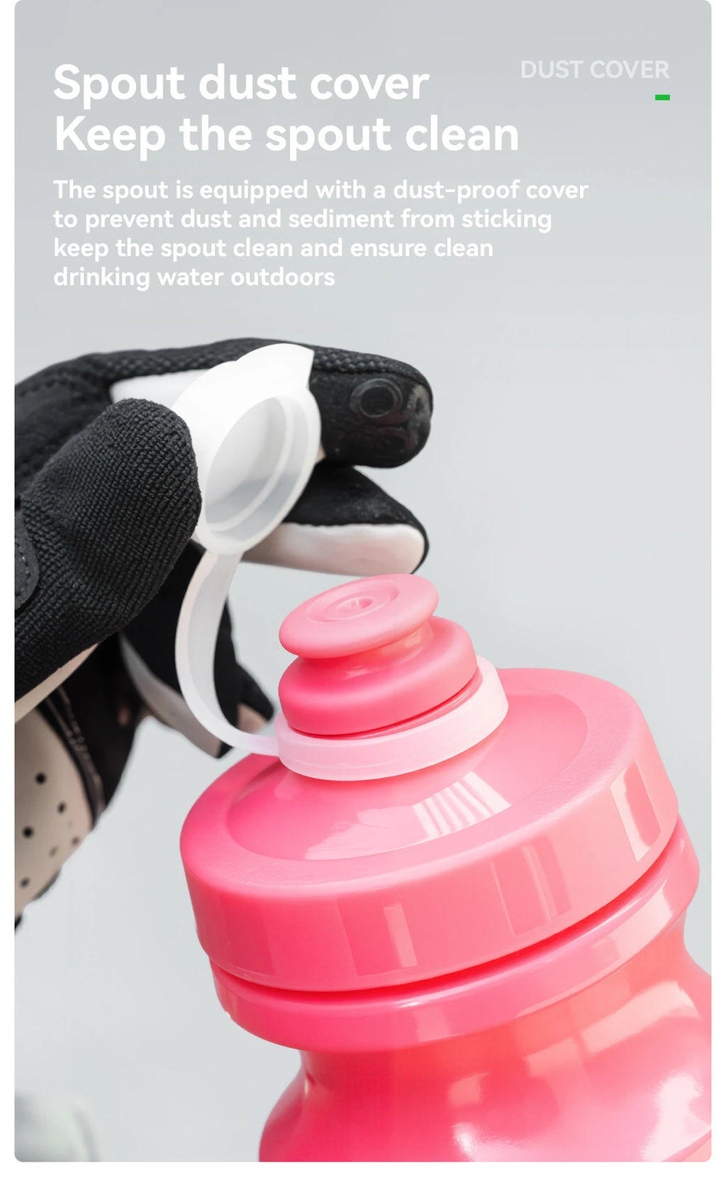 ROCKBROS Cycling Water Bottle 600ml Large Capacity Lightweight Squeeze Type Sports Bottle with Dust Cover Leakproof Water Bottle