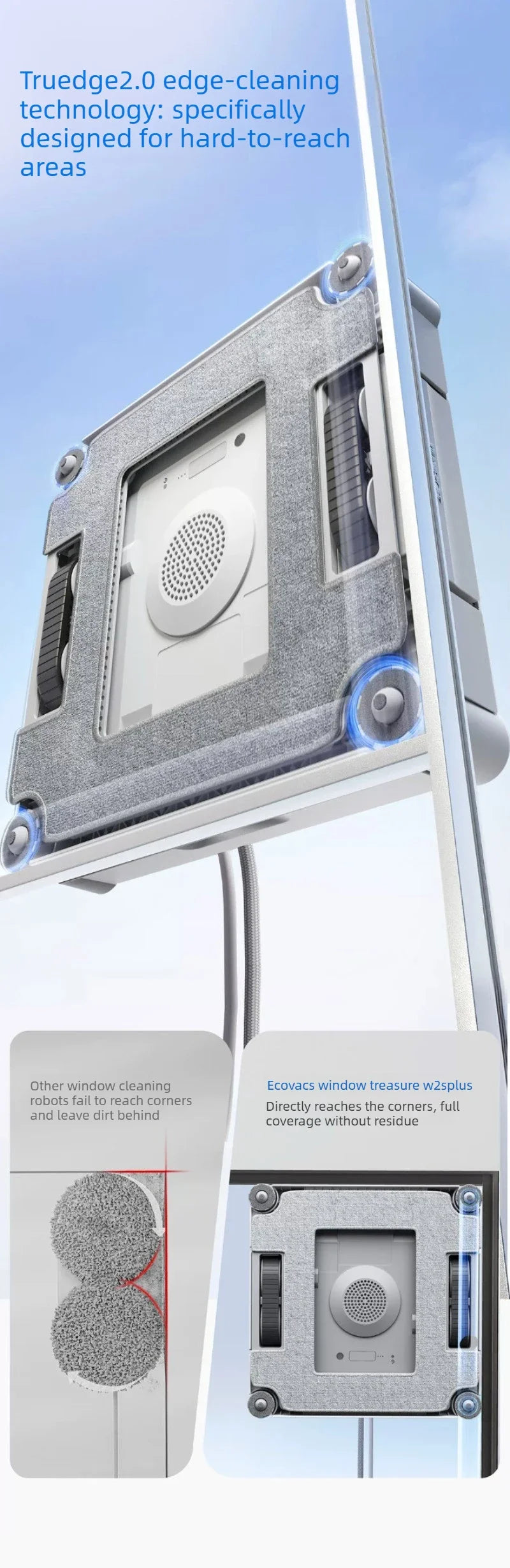ECOVACS W2S PLUS Window Cleaning Robot Multi Functional Automatic Electric Window Glass Cleaner Smart Cleaning Machine