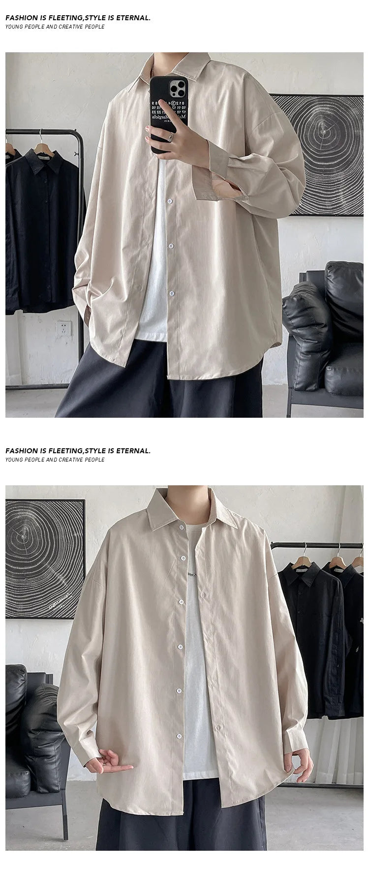 2025 Men Oversize Shirts Spring Long Sleeve Preppy Shirt Unisex Woman Casual Street Fashion Blouses Streetwear Men Clothing