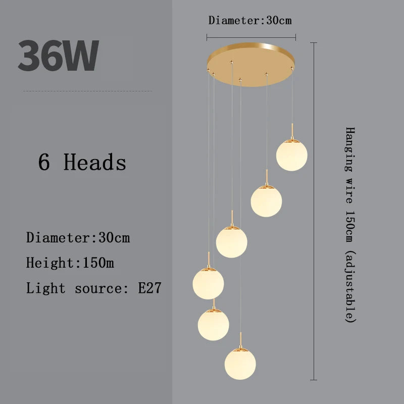 Stairs 2026 Modern Nordic LED Glass Chandelier Loft Duplex Living Room Lamp Hotel Lobby Long Chandelier Home Decorative Lighting
