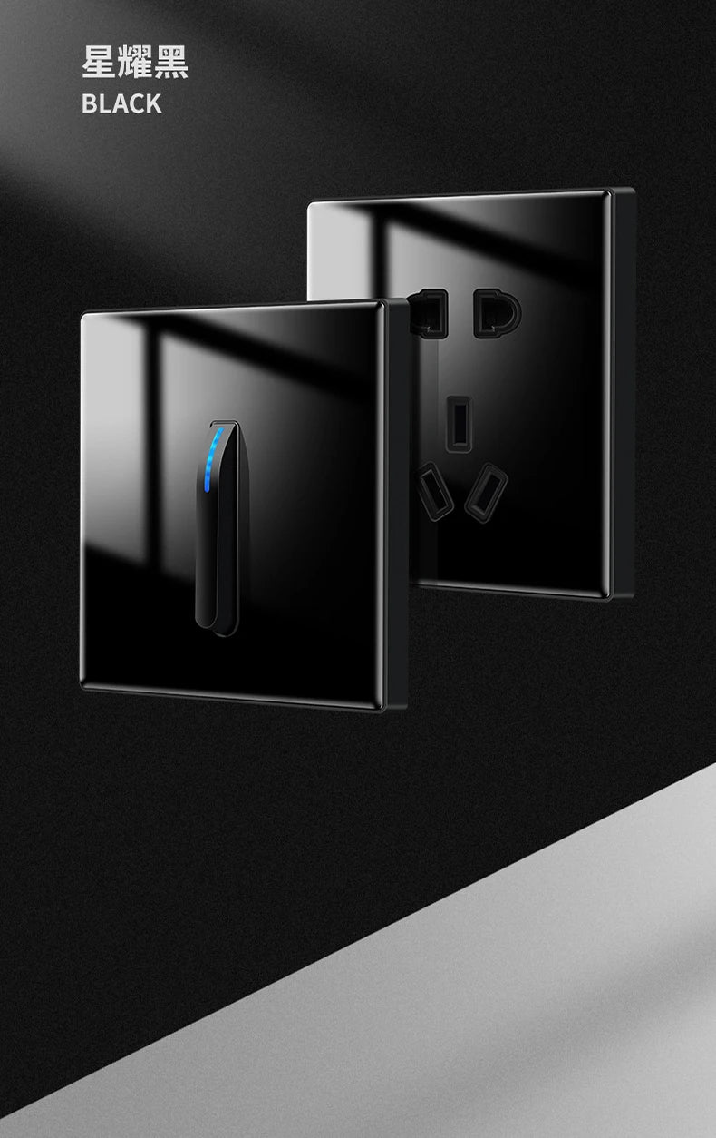 Wall Switch Light Switch 1 2 3 4 Gang Piano Button 1 Way 2 Way White Black Gray Gold Tempered Glass Panel L6