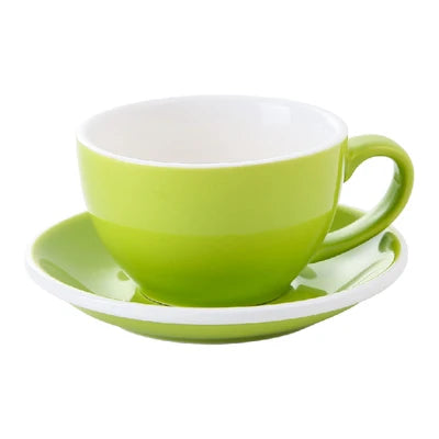 European Style Matte Latte Cup Ceramic Cappuccino Cup Large Mouth Coffee Cup Plate Set Handmade Craftsmanship 300ml
