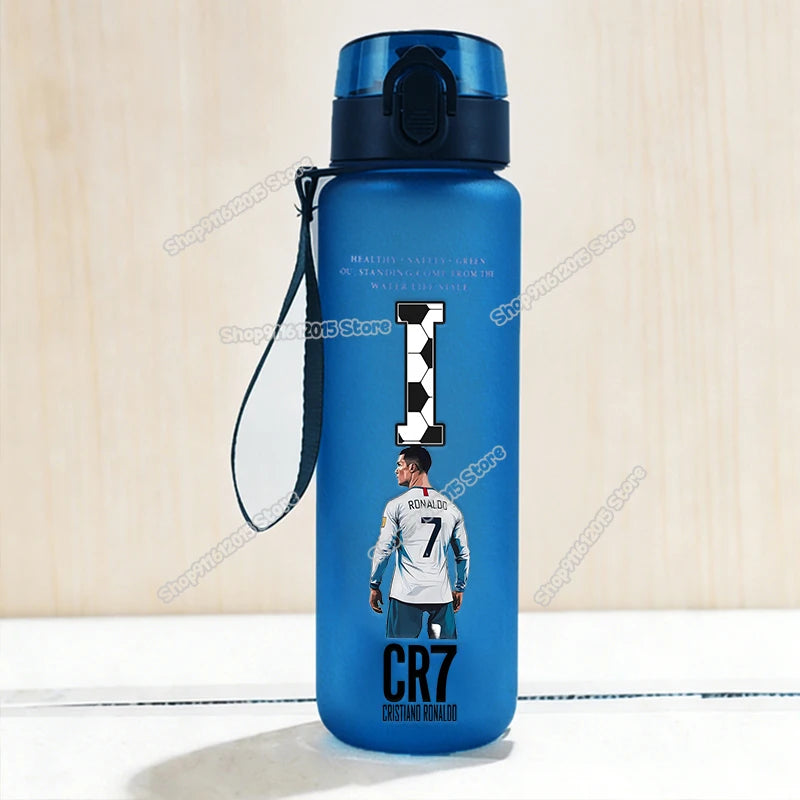 650ml CR7 Ronaldo Water Bottle Soccer Star Letter A-Z Children Outdoor Drink Bottle School Kids Straw Cup Boy Girl Sport Jugs