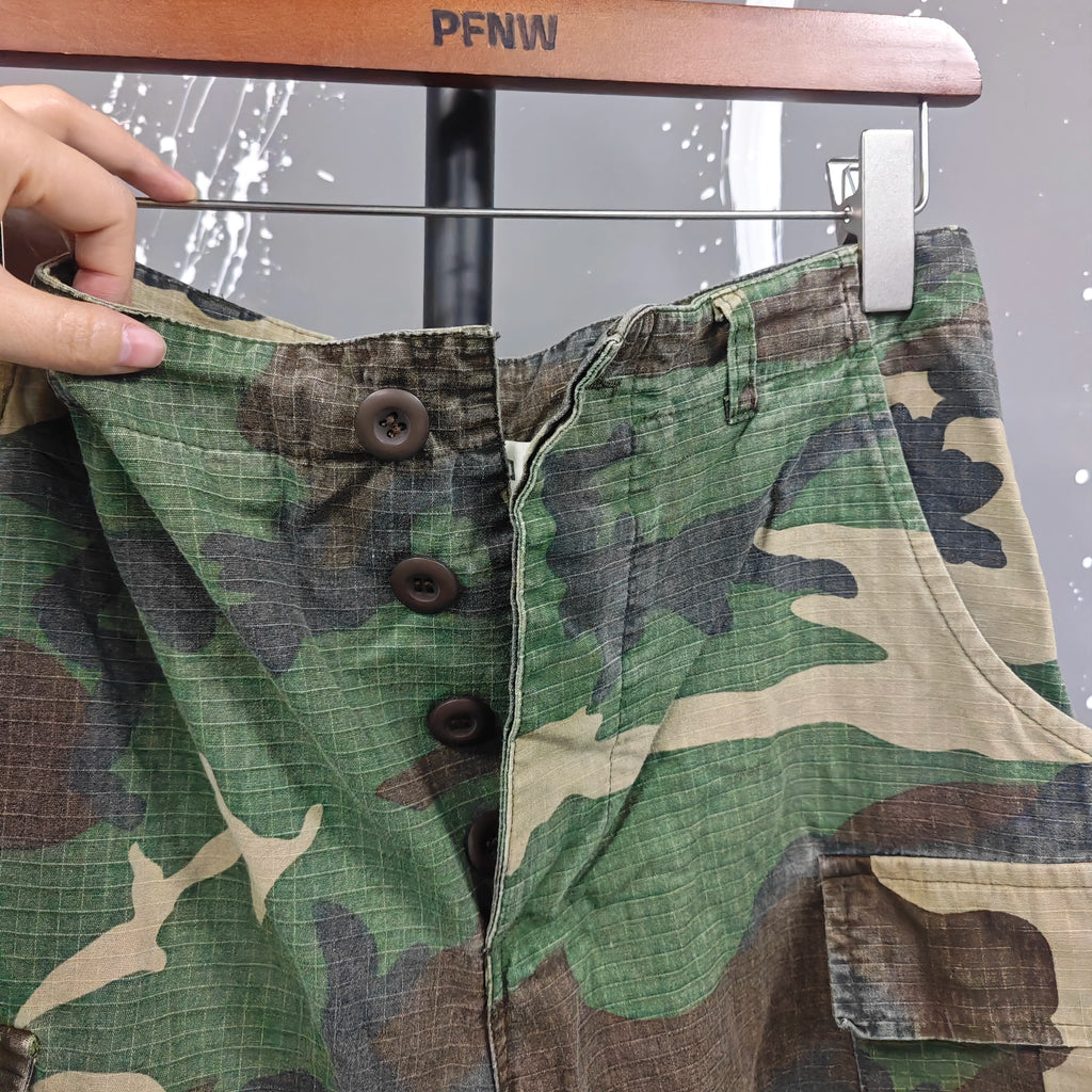 PFNW Men's Summer 2025 New Camouflage Calf-length Cargo Pants Buckle Belt Drawstring Men's And Women's Casual Shorts 28W6060
