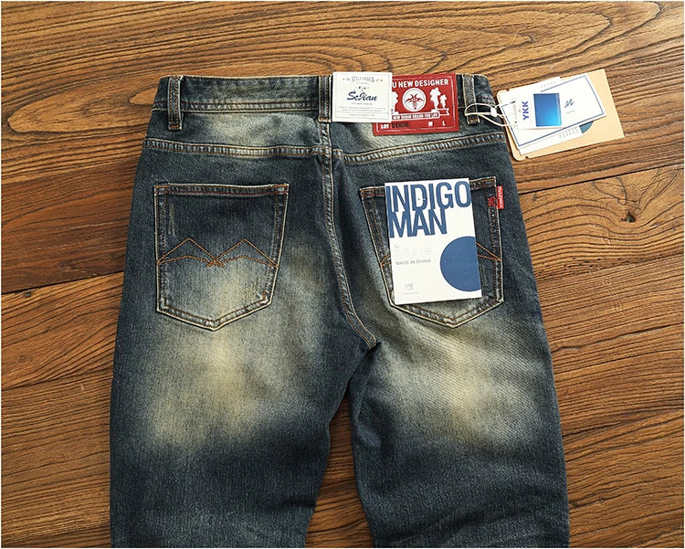 2025 Spring and Autumn New American Retro Heavyweight Denim Jeans Men's High Street 94.2% Cotton Washed Straight Casual Pants