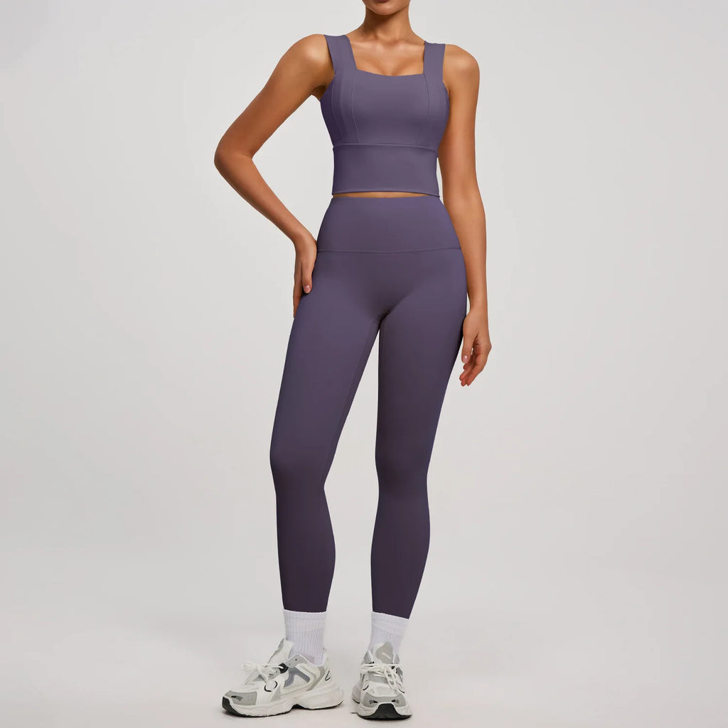 Solid Color Bra, Trousers, Yoga Suit, Tight and Thin, Nude Running Sports and Fitness Clothes