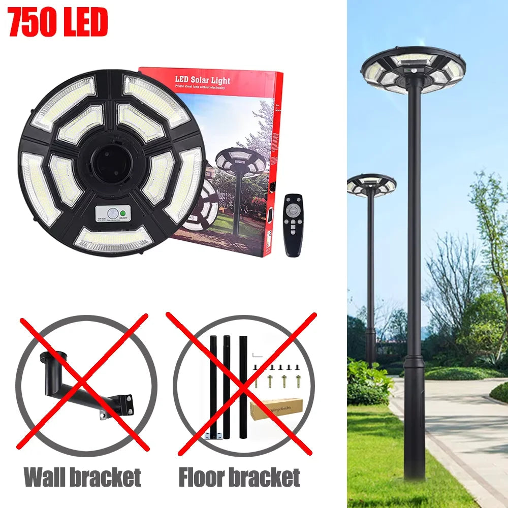 750 LED Solar Lamp Post Light， with 78" Tall Pole, Removable, Dusk to Dawn Motion Sensor 4000W Outdoor Solar Street Lights