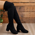 Autumn Winter Stretch Slim Long Boots Women Thick Heels Over The Knee Boots Woman Lace Up Platform Thigh High boots