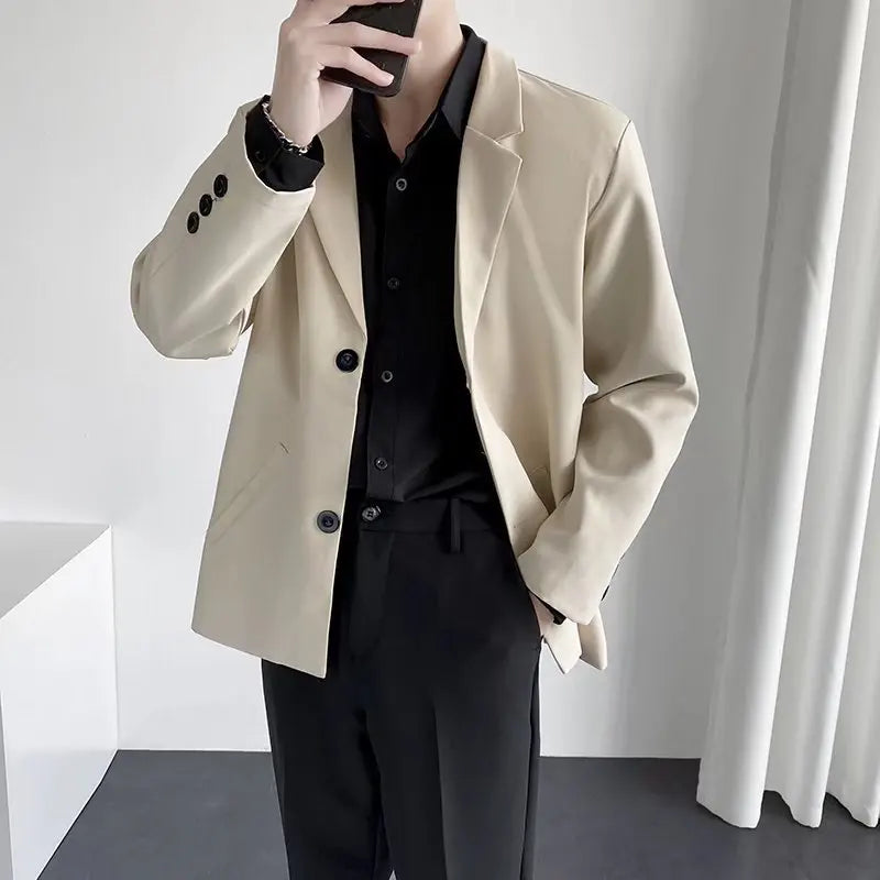 2025 men's spring and autumn casual suit jacket fashionable lightweight work office business slim fit Western style top