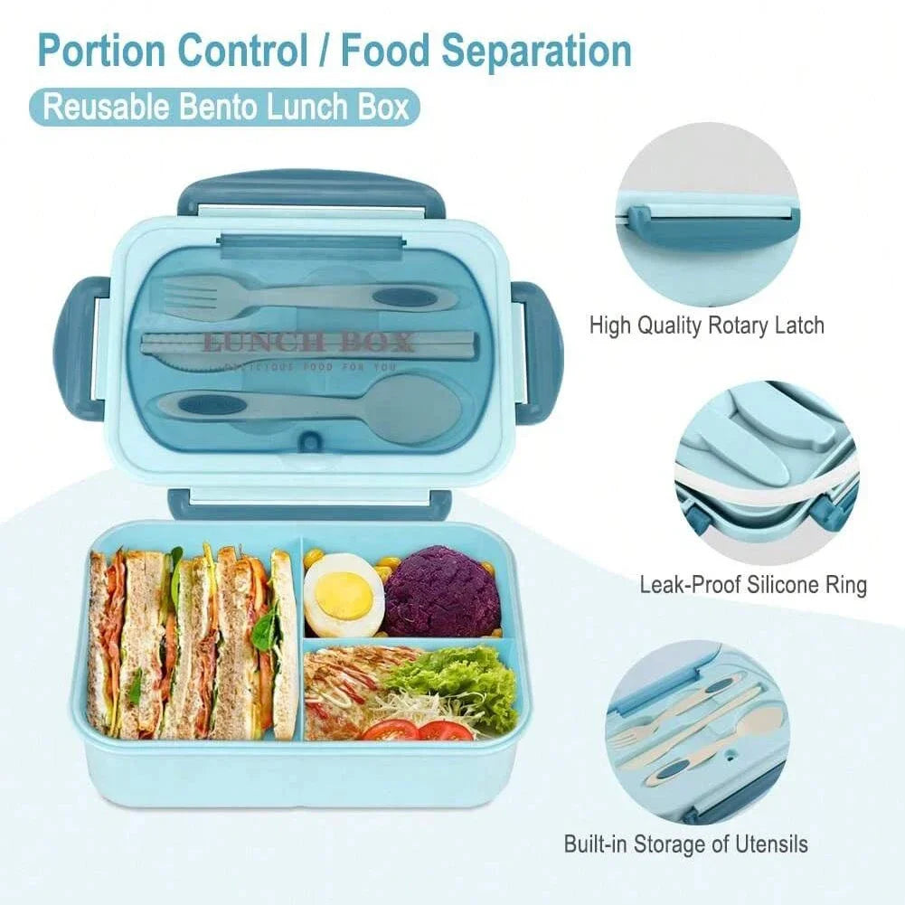 3pcs/1pc Bento Box Adult Lunch Box, Containers For Adults Men Women With 3 Compartments, Lunchable Food Container Back To School