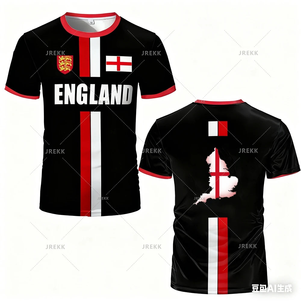 England Football Jersey Men's Sports T-shirts Maillot Football Oversized Quick Dry Tops Unisex Casual Tees Tops Y2k Mens Gifts