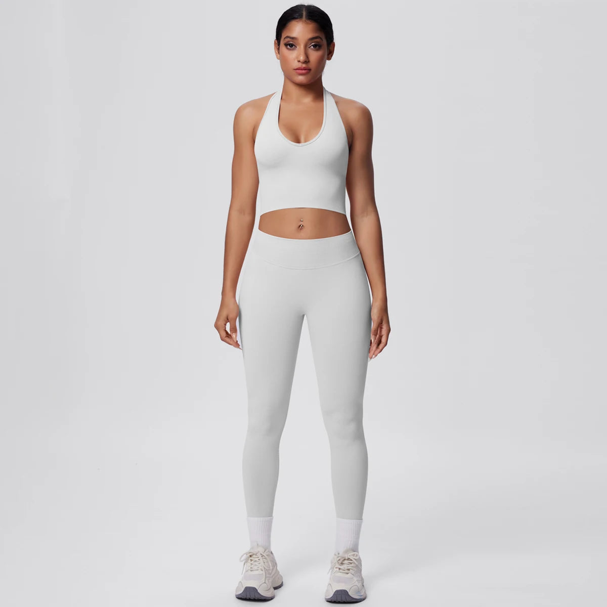 Rooftrellen 2PCS/set Women Gym Sports Yoga Set Breathable Shockproof Workout Top Backless Bra Push Up Fitness Pants Yoga Set