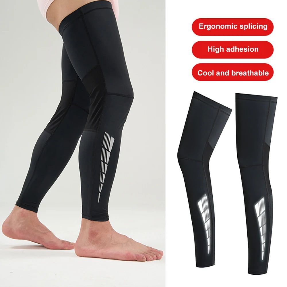 1 Pair Compression Leg Sleeves – Full Length Long Knee UV Protection Sleeves for Outdoor Sports – Cycling, Football, Basketball